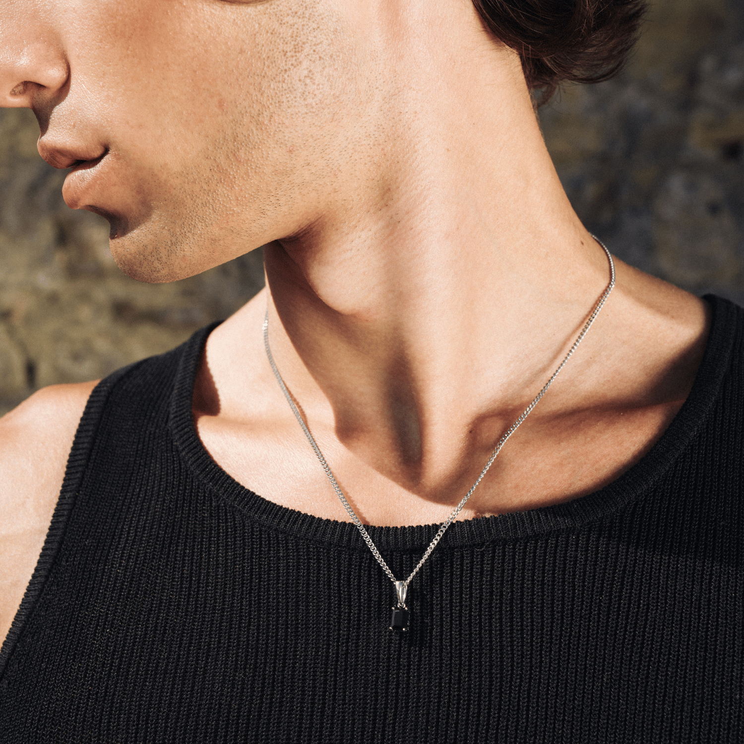 Onyx Stone Pendant (Silver)